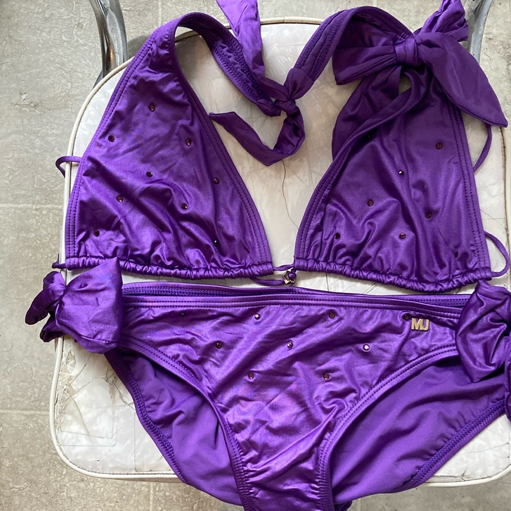 Marc Jacobs Royal Purple M Bikini Bows NWOT Gems